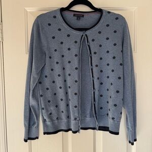 Women's Tommy Hilfiger Blue Polka Dot Cardigan Sweater